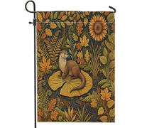 Drapeau vintage en forme de loutre d'automne pour jardin, cour, cour, jardin, 30,5 x 45,7 cm, double face pour extérieur, esthétique, feuille de lotus, décoration d'intérieur et d'extérieur