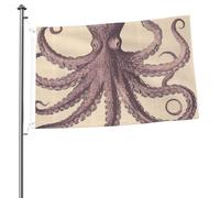Drapeau vintage en forme de pieuvre de 61 x 91 cm - Impression double face - Drapeau de jardin pour l'extérieur - Bannière cadeau avec œillets - Toile de fond pour photo pour décoration intérieure et