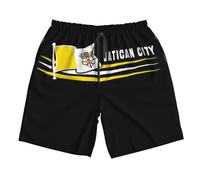 Drapeau Vintage Et De La Cité du Vatican Homme Short De Plage avec Doublure en Maille Exercice Shorts Etanche Bermuda 3XL