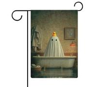 Drapeau vintage fantôme dans la baignoire en toile de jute double face 30,5 x 45,7 cm
