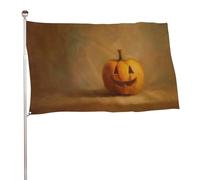 Drapeau vintage Halloween citrouille souriante fantaisiste 0,9 x 1,5 m Drapeaux de jardin Bannière Décoration pour cour, porche, pelouse, ferme