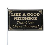 Drapeau vintage « Like A Good Neighbor Stay Over There » pour camping-car, terrasse, extérieur (120 x 180 cm)