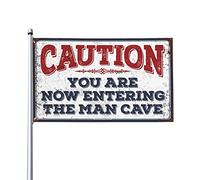 Drapeau vintage pour bar avec inscription « Caution! You Are Now Entering The Man Cave Flag » - Décoration d'extérieur (60 x 90 cm)