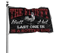 Drapeau vintage pour bar, poulailler, « The Fluffy Butt Hut Last One In Is A Rotten Egg » - Décoration d'extérieur (152 x 244 cm)