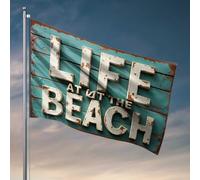 Drapeau vintage pour grotte de plage - Décoration côtière rustique - Décoration de cour - Drapeaux pour chambre drôle (60 x 90 cm)