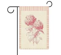 Drapeau vintage rose clair doux hortensias de jardin saisonnier vacances toile de jute double face maison cour drapeaux extérieurs 30,5 x 45,7 cm