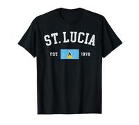 Drapeau Vintage Sainte-Lucie Est 1979 Vieilli T-Shirt Graphique avec Valeur
