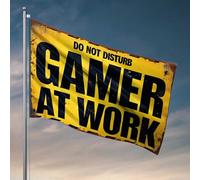 Drapeau vintage « Stop Disturbing The Gamer At Work » pour décoration de cabane (120 x 180 cm)