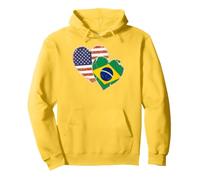 Drapeau Vintage USA et Brésil en Forme de cœurs Sweat à Capuche