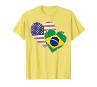 Drapeau Vintage USA et Brésil en Forme de cœurs T-Shirt