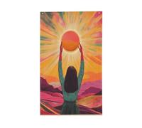 Drapeau vintage « Woman holding up the sun » - 9,1 x 1,5 m - Avec œillets - Décoration d'intérieur ou d'extérieur