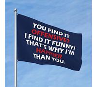 Drapeau vintage « You Find It Offensive I Find It » - Drapeaux amusants pour décoration extérieure (60 x 90 cm)