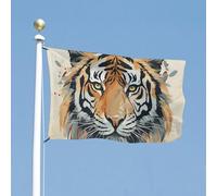 Drapeau visage de tigre de l'année du tigre - 88,9 x 150 cm - Pour l'extérieur - Couleurs vives et résistantes à la décoloration - Très résistant - Double couture - Décoration de jardin - Maison
