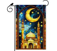 Drapeau Vitrail Lune Étoiles Bénédiction Du Ramadan Bannière Durable Éclatantes 30X45Cm Drapeau De Jardin Pour Ferme Vacances