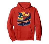 Drapeau Volant Section Ventilateur Sweat à Capuche, Unisexe pour Adultes, Rouge, S