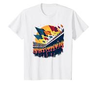 Drapeau Volant Section Ventilateur T-Shirt, Enfant, Blanc, 4 Ans