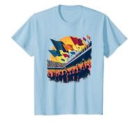 Drapeau Volant Section Ventilateur T-Shirt, Enfant, Bleu Céleste, 4 Ans