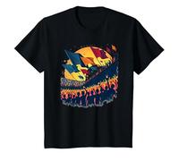 Drapeau Volant Section Ventilateur T-Shirt, Enfant, Noir, 10 Ans