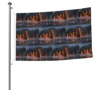 Drapeau volcan Kilauea double face avec œillets - 1,5 x 2,4 m - Drapeau décoratif pour patio, porche, événement de groupe.