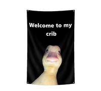 Drapeau « Welcome to My Crib » - 150 cm - Décoration de drapeau d'extérieur - Bannière amusante en polyester - Drapeau de canard robuste de 60 x 90 cm et 90 x 150 cm