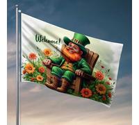 Drapeau « Welcome To The Land of Leprechauns » pour chambre de gars ou porche (120 x 180 cm)