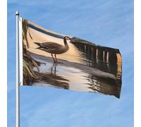 Drapeau Wild Goose By The Bridge - 6 x 0,9 m - Double face - Ne se décolore pas - Drapeau de jardin avec bannière extérieure en laiton - Décoration pour cour, porche, pelouse