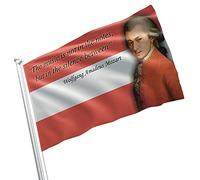 Drapeau Wolfgang Amadeus Mozart Bannière de Cour pour Fête 3x5 FT | Durable Drapeaux de Jardin Double Face Bannière pour Vacances Maison