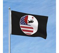 Drapeau Yin Yang combinant les couleurs de l'Amérique et de l'ours Storm, 90 x 150 cm, double face, avec 2 œillets en laiton, pour décoration extérieure (terrasse, jardin), noir.