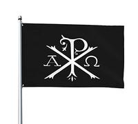 Drapeau Yoits Chi Rho Alpha Christianisme Croix Double Face Bannière De Cour Imperméable Drapeau Jardin Pour Extérieure Bureaux Pelouse 3X5 Ft