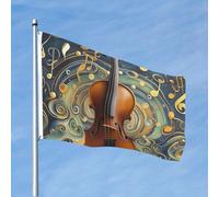 Drapeaux 1,2 x 1,8 m Bannière Musique Art Violon Drapeau 200D Décoration Lourd Drapeau Extérieur Drapeau Bienvenue avec Œillets en Laiton Drapeaux de Jardin pour Mariage Toutes saisons
