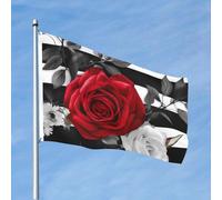 Drapeaux 1,2 x 1,8 m Bannière noire et blanche à rayures roses rouges Drapeau 200D lourd Décoration extérieure Drapeau de bienvenue avec œillets en laiton Drapeaux de jardin pour mariage toutes