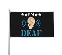 Drapeaux 3x5 pi, Drapeau « Je suis sourd », Drapeau de jardin, Bannière, Tapisserie, Drapeau d'extérieur avec 2 œillets (sans mât)
