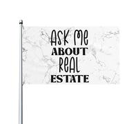 Drapeaux 3x5 pieds Demandez-moi à propos du drapeau immobilier Bannière Tapisserie avec 2 œillets