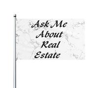 Drapeaux 3x5 pieds Demandez-moi des informations sur l'immobilier Drapeau cadeau amusant Bannière Tapisserie avec 2 œillets