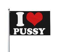 Drapeaux 3x5 pieds Drapeau drôle-J'aime-la-chatte-J'aime-le-sexe Bannière Tapisserie avec 2 œillets