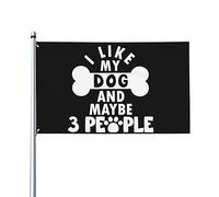 Drapeaux 3x5 pieds J'AIME MON CHIEN ET PEUT-ÊTRE 3 PERSONNES Bannière Tapisserie avec 2 œillets