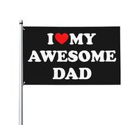 Drapeaux 3x5 pieds J'aime mon papa génial Drapeau cadeau Bannière Tapisserie avec 2 œillets