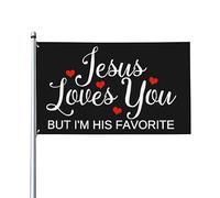 Drapeaux 3x5 pieds Jésus t'aime mais je suis son drapeau sombre préféré Bannière Tapisserie avec 2 œillets