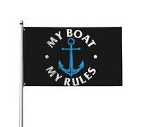 Drapeaux 3x5 pieds Mon bateau Mes règles Drôle de capitaine Drapeau de navigation Bannière Tapisserie avec 2 œillets