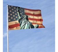 Drapeaux 60 x 90 cm, drapeau double face avec œillets en laiton, bannière de décoration, statue de la liberté, drapeau américain, drapeau de bienvenue, bannière en polyester 200D robuste pour cour de