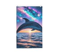 Drapeaux 9,6 x 1,5 m double face coloré ciel étoilé océan dauphin drapeau 200d lourd décoration extérieure drapeau de bienvenue drapeau de cour avec œillets en laiton drapeau de jardin pour mariage