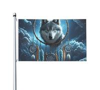 Drapeaux 90 x 152 cm 200D lourd décoration extérieur drapeau 3D loup attrape-rêves drapeau de bienvenue drapeau de cour avec œillets en laiton drapeau de jardin pour toutes les saisons décoration