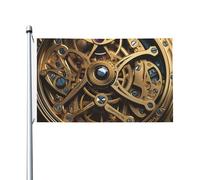 Drapeaux 90 x 152 cm 200D lourd décoration extérieur drapeau cool steampunk engrenages drapeau de bienvenue drapeaux de cour avec œillets en laiton drapeau de jardin pour toutes les saisons décoration