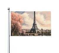 Drapeaux 90 x 152 cm 200D lourd décoration extérieure drapeau vintage tour Eiffel drapeau Paris drapeau de bienvenue drapeaux de cour avec œillets en laiton drapeau de jardin pour toutes les saisons