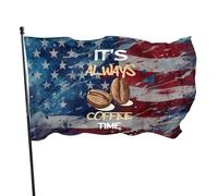 Drapeaux 90X150Cm C'Est Toujours L'Heure Du Café Renforcé Intérieur Drapeau De Jardin Double Couture Bruant Pour Fête,Événements