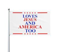 Drapeaux 90X150cm, Elle aime Jésus et l'Amérique aussi Résistants aux Intempéries Drapeau Corsaire Double Couture Suspendus Fanion pour Événements Balcon Restaurant