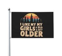 Drapeaux 90X150cm, J'aime mes filles un peu plus âgées Couleurs Vives Drapeau de Vacances Résistant à la Décoloration Bannière Extérieure pour Décorations Fête Intérieur