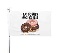 Drapeaux 90X150cm, Je mange des beignets pour les protéines Couleurs Vives Drapeau Corsaire avec œillets Suspendus Fanion pour Restaurant Célébration Événements