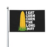 Drapeaux 90X150cm, Je mange du maïs à la manière longue Décoratifs Drapeau avec œillets Bruant pour Anniversaire Fête Balcon