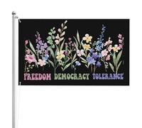 Drapeaux 90X150cm, Liberté Démocratie Tolérance Tout Subtil Double Couture Drapeau de Vacances Renforcé Bannière Extérieure pour Extérieur Jardin Décorations